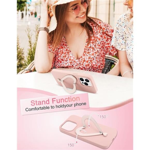 Ip 16 15 14 Pink 3D Heart Slim Silicone Phone Case w/ Kickstand - Picture 5 of 6